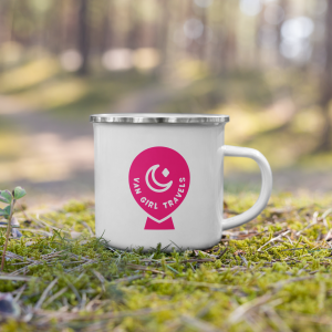 Van Girl Travels Logo Enamel Mug