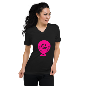 Van Girl Travels Logo Unisex Short Sleeve V-Neck T-Shirt